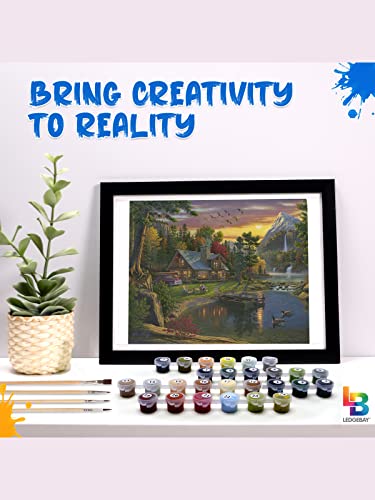 Ledgebay Paint by Numbers Kit for Adults, 16x20 Unframed Canvas - color: Mountain Paradise, size: 16" x 20" Unframed