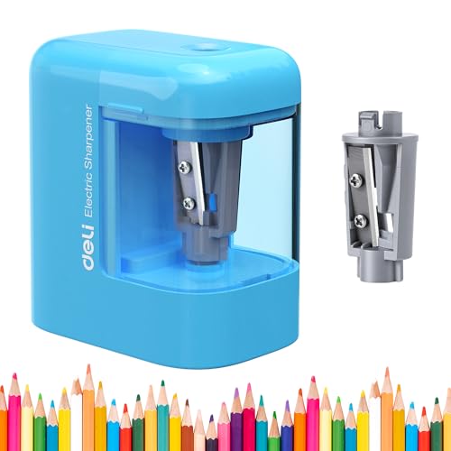 Deli Electric Pencil Sharpener, Battery Operated Portable Pencil Sharpener - color: Blue