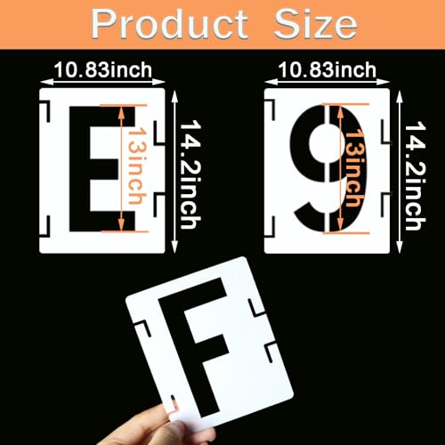YEAJON 13 Inch Letter Stencils Symbol Numbers Craft Stencils, 42 Pcs Reusable Alphabet Templates Interlocking Stencil Kit for Painting on Wood, Wall, Fabric, Rock, Sign, DIY Art Projects - size: 13 inch