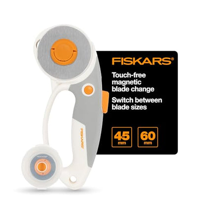 Fiskars 45mm/60mm DuoLoop Titanium Easy-Change Rotary Cutter for Fabric - color: DuoLoop, size: 45/60mm