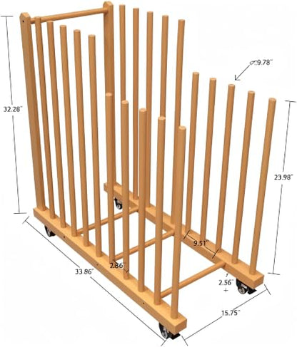 Large Art Storage Rack with Wheels, Art Canvas Boards Rack Art Storage with Handle & Caster Wheels for Drawing Board, Panel, Paper Pad for Gallery, Art Studios, Artworks