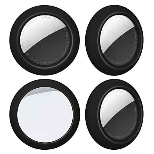 TEAMOLA Silicone AirTag Sticker Holder - Adhesive AirTag Case 4-Pack, Black - color: Black