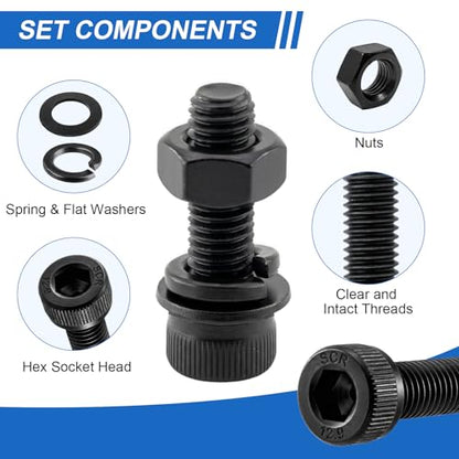 280Pcs UIETUIL M5 Hex Socket Head Cap Screws Kit, M5x8-35mm, 12.9 - size: M5 Cap 12.9 - 280PCS