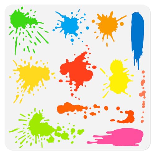 Splatter Ink Art Stencil for Painting 11.8" x 11.8" Reusable - style: Splatter