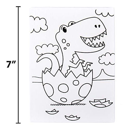 Horizon Group USA Pre-Printed Canvas & Paint Art Set. Ready to Paint 5" x 7" Canvas Panels, 12 Tempera Paints, 6 Easy-Grip Assorted Paintbrushes Included. Dino, Space & Food. - style: Dino-Space-Food