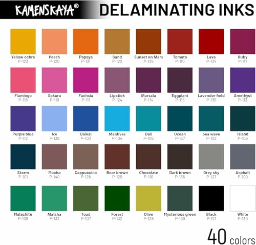 KAMENSKAYA Delaminating Alcohol Ink Set 'Volcano', 8 x 1 fl oz - color: Volcano