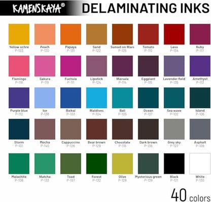 KAMENSKAYA Delaminating Alcohol Ink Set 'Volcano', 8 x 1 fl oz - color: Volcano