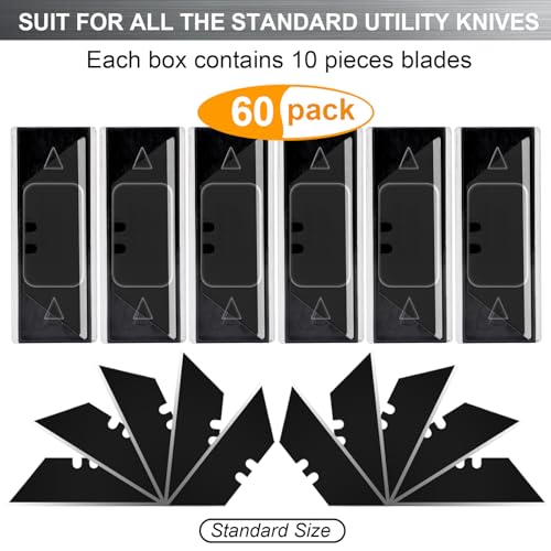 Vickay 60 Pack Utility Knife Blades, SK5 Box Cutter Blades, Razor Blades - color: Black, size: 60 Pack