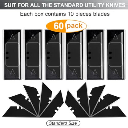 Vickay 60 Pack Utility Knife Blades, SK5 Box Cutter Blades, Razor Blades - color: Black, size: 60 Pack