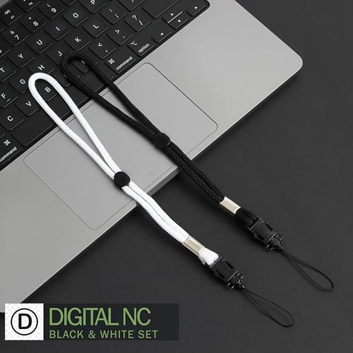 2 Pack Camera & Cell Phone Wrist Strap (Lanyard Style) Adjustable with Quick-Release. (Black & White Set) - color: Black and White Wrist Strap