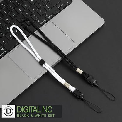 2 Pack Camera & Cell Phone Wrist Strap (Lanyard Style) Adjustable with Quick-Release. (Black & White Set) - color: Black and White Wrist Strap