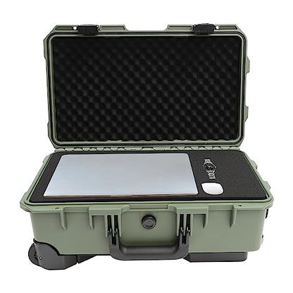 Portable Protective Camera Case, 22" Protective Roller Hard Camera Case with Wheels and Foams Camera Suitcase Waterproof Rolling Hard Case for Camera,Tools,Lens,Drone,Equipment (Green) - color: Green