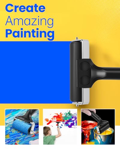 UCEC 6in Brayer Roller for Printmaking, Durable Rubber for Gluing & Paint - color: 6 Inch-Black