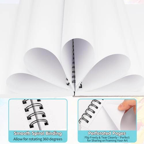 FIXSMITH 9"X12" Sketch Book, 100 Sheets, 68 lb/100gsm,4 Pack Blue - color: Blue, size: 9"x12"-4 Pack