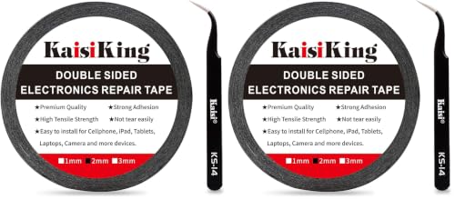 Kaisiking 2mm LCD Repair Tape for Phone Screen, Adhesive Tape with 1 Tweezers for Cell Phone, iPad, Tablets, Laptops, Camera (Pack of 2) - size: 1pc 2mm (Pack of 2)