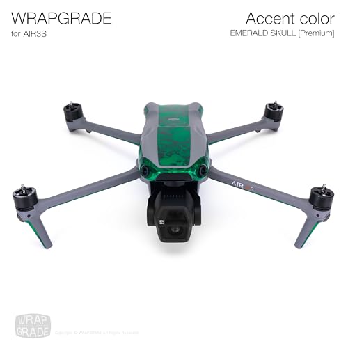 WRAPGRADE Skin Sticker for DJI Air 3S Accent Color Sticker (Emerald Skull) - color: Emerald Skull