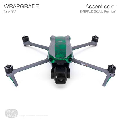 WRAPGRADE Skin Sticker for DJI Air 3S Accent Color Sticker (Emerald Skull) - color: Emerald Skull