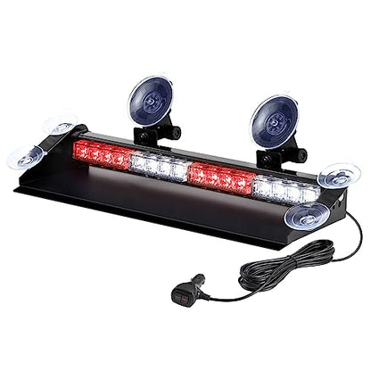 WOWTOU 29 Flash Patterns LED Red White Emergency Strobe Dash Light for First Responder Volunteer Firefighter Vehicles Trucks POV, Car Front Windshield Rear Window Safety Warning - color: Red / White