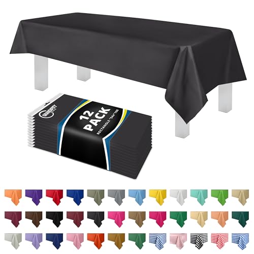 Grandipity Plastic Table Cloth Disposable 12 Pack 54” x 108” Rectangle - color: Grey, size: 54in. x 108in. Rectangle