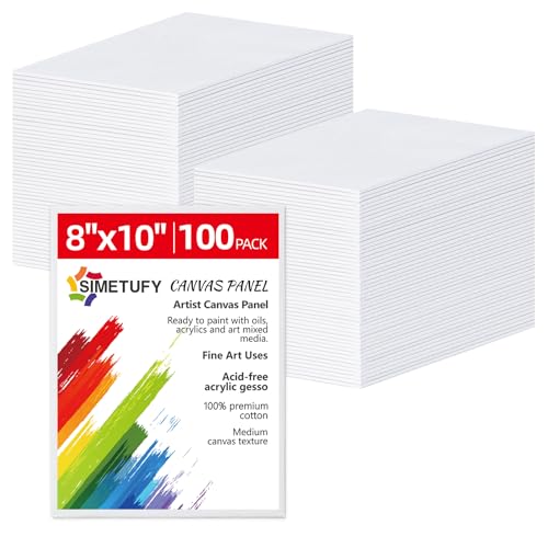Simetufy 100 Pack 8x10 Bulk Small Canvas Boards for Painting Value Pack - size: 8"x10"- 100pcs