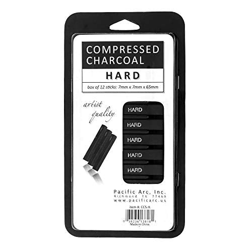 Pacific Arc Compressed Charcoal Sticks Hard 12 Pack for Drawing, Sketching, and Shading - style: Hard | 12 Pack