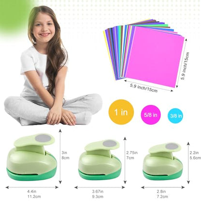 UCEC Circle Cutter, 3 Pcs Circle Puncher, 1 3/8 5/8 Inch Craft Hole Punch - color: circle, size: 3pack Circle + 30 Paper