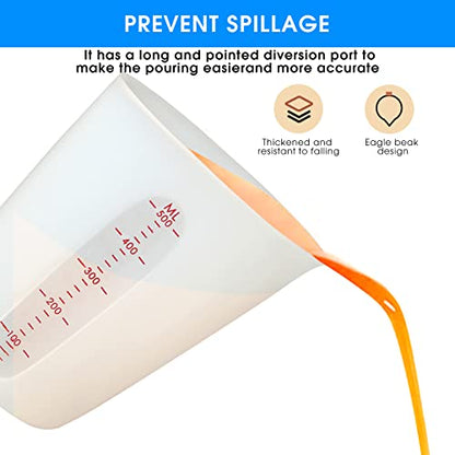 Food-Grade Silicone Measuring Cups Flexible for Chocolate Melting ML/OZ/Cup - color: 4 PCS