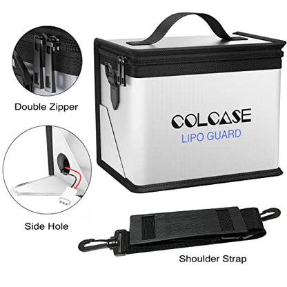COLCASE Lipo Bag Fireproof Explosionproof for Lipo Battery Storage Charging - size: General (8.4 x 5.7 x 6.5 inches)