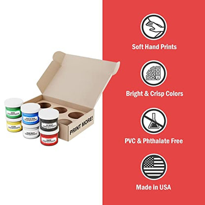 Ecotex® Water Based Screen Printing Ink Set (6 Color, 8 oz.) - size: 6 Color Primary Water Based Kit – 8 oz Inks