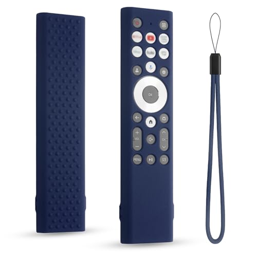Silicone Cover Compatible with Hisense U7 U8 U9 Series Smart 4k Tv Remote Erf6a80v Anti-Slip Protective Case with Lanyard (Dark Blue) - color: Dark blue