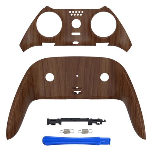 eXtremeRate Top Bottom Decorative Trim Shell Compatible with ps5 Edge Controller DIY Replacement Front Back Clip Shell, Custom Wood Grain Plates Cover Compatible with ps5 Edge Controller - color: Wood Grain