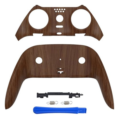eXtremeRate Top Bottom Decorative Trim Shell Compatible with ps5 Edge Controller DIY Replacement Front Back Clip Shell, Custom Wood Grain Plates Cover Compatible with ps5 Edge Controller - color: Wood Grain
