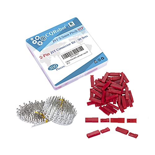 CQRobot JST SYP 2.5 mm Pitch 2-Pin Electronic Connector IC Male Plugs, Female Sockets Housing and Male/Female T-Shaped Crimp Terminal Kit. 50 Sets/300 Pieces Wire-Wire Adapter Cable Assembly. - size: 2P, style: SYP-N