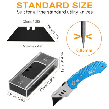 Vickay 30 Pack Utility Knife Blades, SK5 Box Cutter Blades, Razor Blades - color: Black, size: 30 Pack