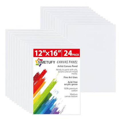 Simetufy 24 Pack 12 x 16 inch Canvas Boards for Painting, Canvas Panels - size: 12"x16"