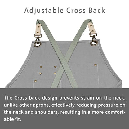 Dulabi Apron, Adjustable Chef Apron for Women and Men with Large Pockets, Cooking Kitchen Apron with Back Straps - color: Grey