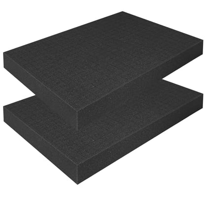 Egaageoi 2-Pack 16 x 12 x 2" Pre-Cubed Customization Gun Case Foam Inserts - color: Black, 2 Pcs, 16 x 12 x 2 Inch