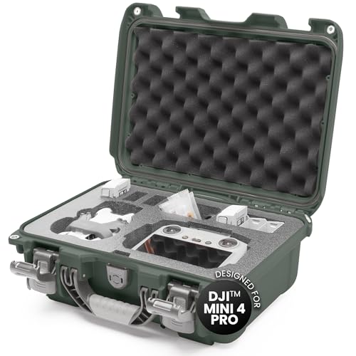 NANUK 915 DJI™ Mini 3 & 4 Pro - Waterproof Hard Case with Drone Foam Insert, Crushproof, Portable Travel Case, Made in Canada – Olive (15.8" x 12.1" x 6.8") - color: Olive