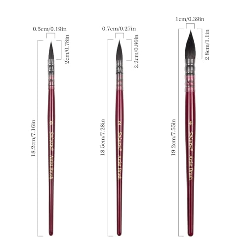 3-Piece Detail and Round Pointed Paint Brush Set - Red - color: Red