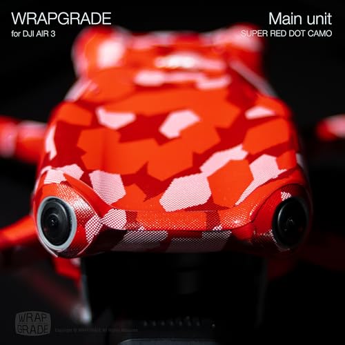 WRAPGRADE Skin Stickers Compatible with DJI Air 3 | Full Wrap (Super Red Dot Camo) - color: Super Red Dot Camo