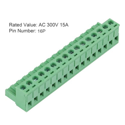 5Pcs 16 Pin 5.08mm PCB Screw Terminal Block, Pluggable Connector - size: 5pcs 16P 5.08mm