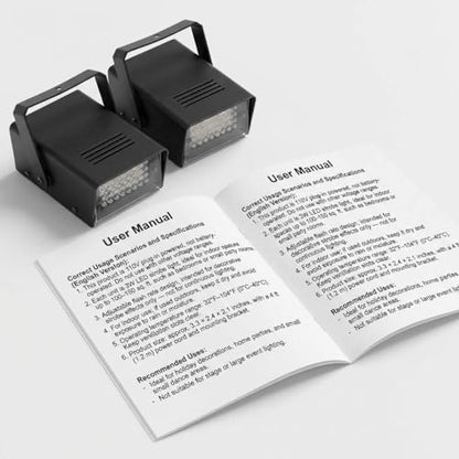 QWORK Mini LED Strobe Light 2 Pack – 32 White LEDs, 3W Plug-in Flash Effect for Party, Holiday & Dance, 3.3 x 2.1 x 4.5 inches
