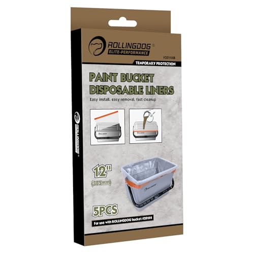 ROLLINGDOG 12 inch Disposable Paint Bucket Liners - color: 5pc Paint Bucket Liners(Drawstring Opening)