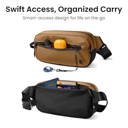 tomtoc 3.5L X-Pac Sling Bag with RFID Blocking Crossbody Pack for Men Women - color: X-Pac Brown, size: 3.5L