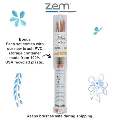 ZEM Brush Golden Synthetic Round Brushes Set Sizes 2,4,6,8,10