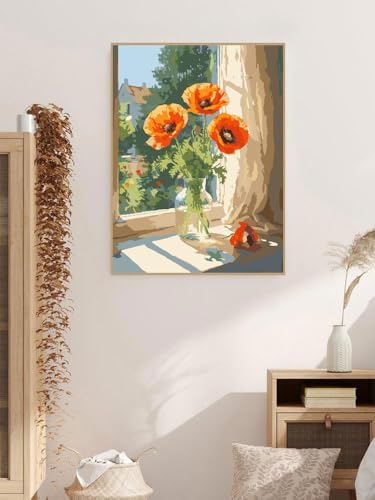 ZRIZQ Paint by Numbers Kit for Adults Beginner,Flowers,16x20 - color: 16"X20"Rolled Canvas-Flowers 4