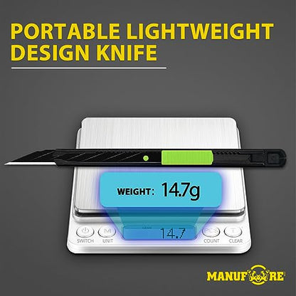 MANUFORE 30pcs 9mm Snap-off Knives with 30-Degree Precision Blade Green - color: Green