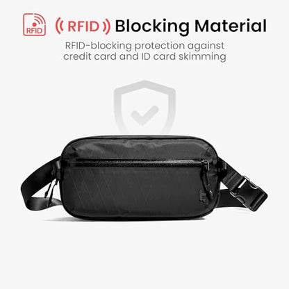 tomtoc 3.5L X-Pac Sling Bag with RFID Blocking Crossbody Pack for Men Women - color: X-Pac Black, size: 3.5L