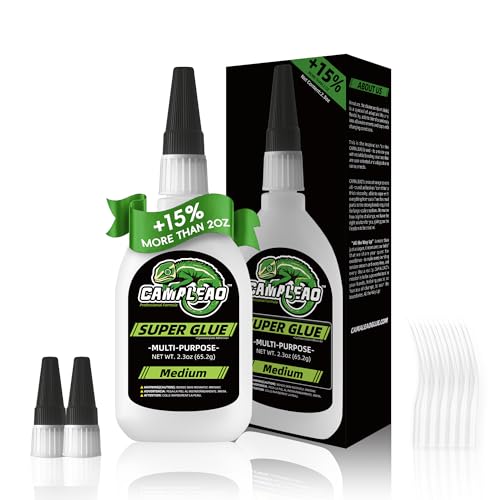 Medium Super CA Glue Kit 2.3 oz, All Purpose Clear Superglue for Ceramic Metal Plastic Wood 3D Printing, Strong Instant Cyanoacrylate Adhesive for DIY Craft Hobby Model Aquarium Leather Glass Rubber - size: 2 oz., style: MEDIUM VISCOSITY