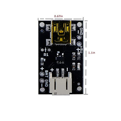 Treedix 2pcs Mini USB LiPo Battery Charger Board with Battery Protection JST Socket with LED Indicator Charging Rate Adjustable Automatic Power-Down